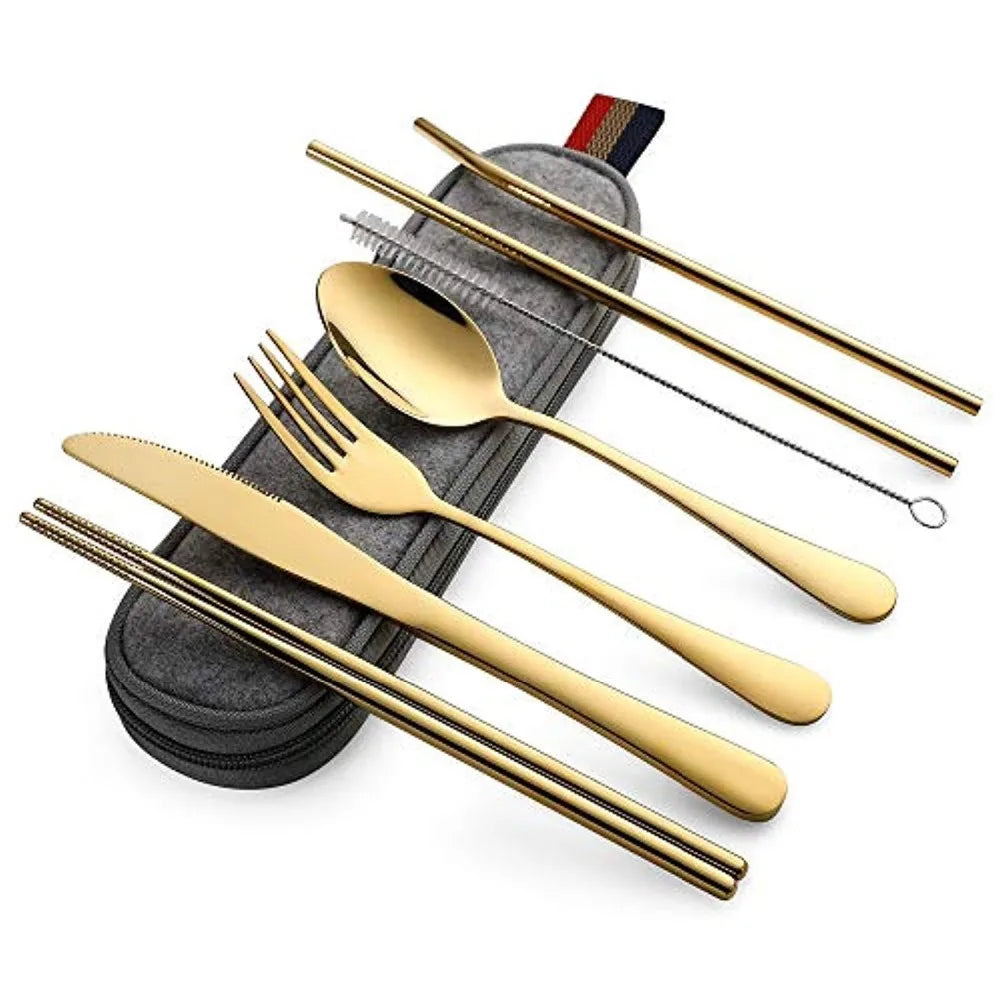 8Pcs/set Tableware Reusable Travel Cutlery Set