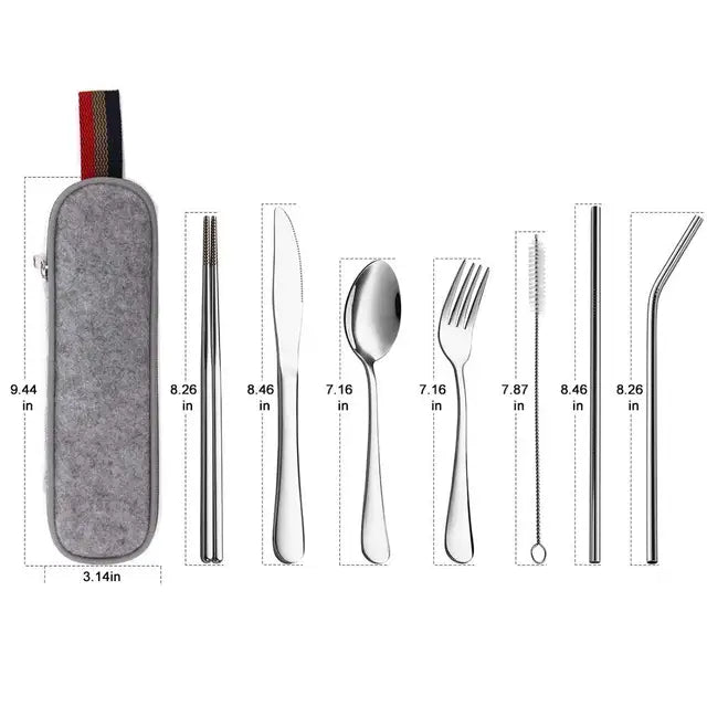 8Pcs/set Tableware Reusable Travel Cutlery Set