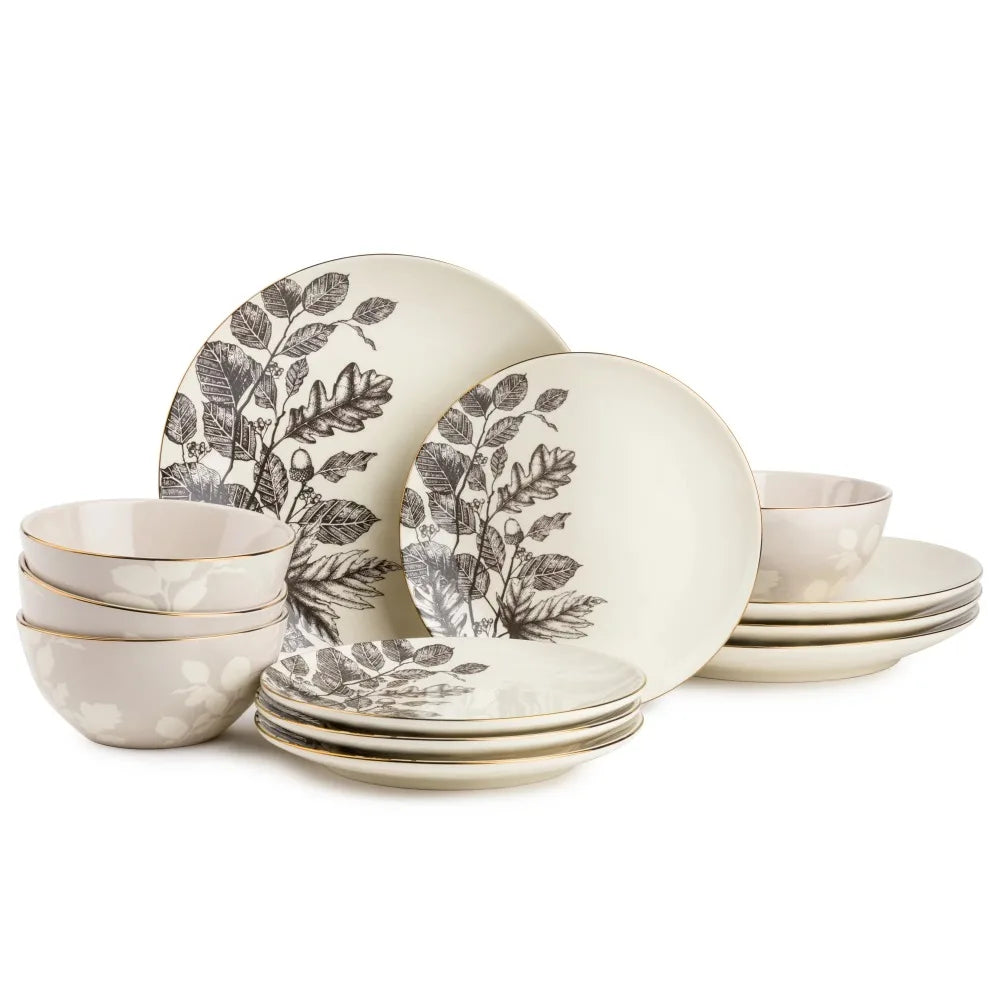 Thyme & Table 12-Piece Stoneware Dinnerware Set